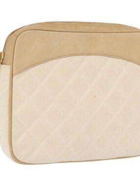 CHANEL Matelasse Waist bag Canvas Beige Gold CC Auth bs32356